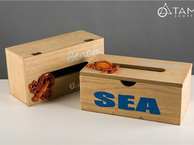 Hộp khăn giấy gỗ phong cách biển SEA HKHG-08